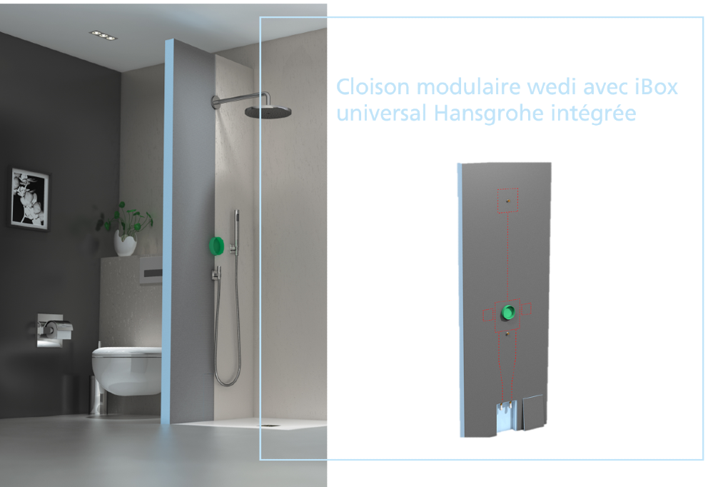 La nouvelle cloison modulaire wedi avec iBox universal Hansgrohe récompensée lors du palmarès des « Salles de bains remarquables 2020  »